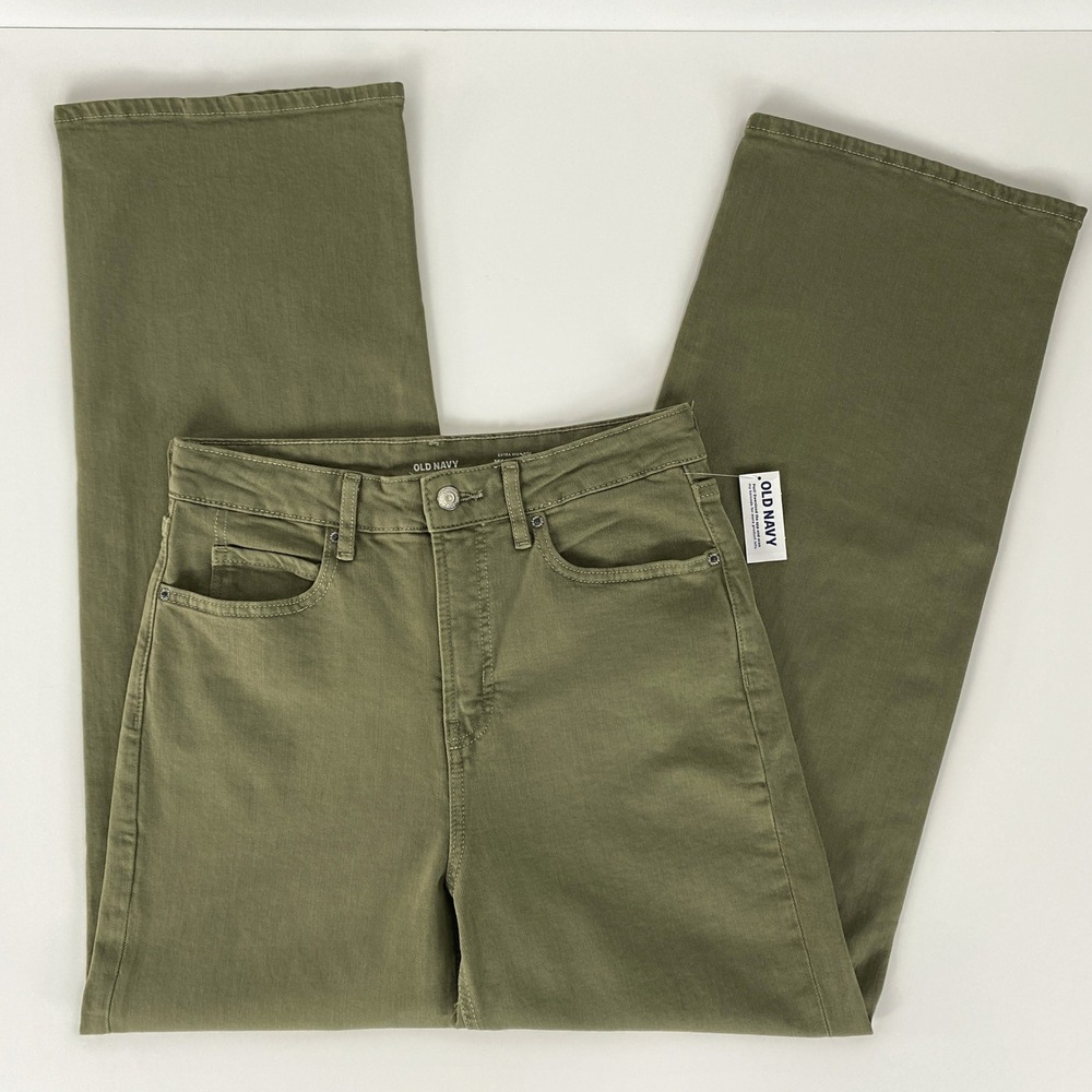 NWT Extra High Rise Wide Leg‎ Sailor Jeans 4 Olive Green Retro 70s Chic Minimal - Picture 5 of 10